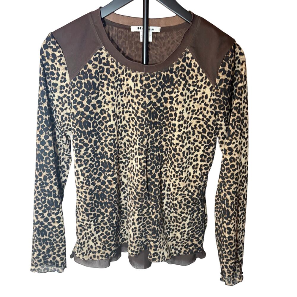 Nygard Collection Vintage leopard print blouse. Long sleeve 2 layer.  Size M